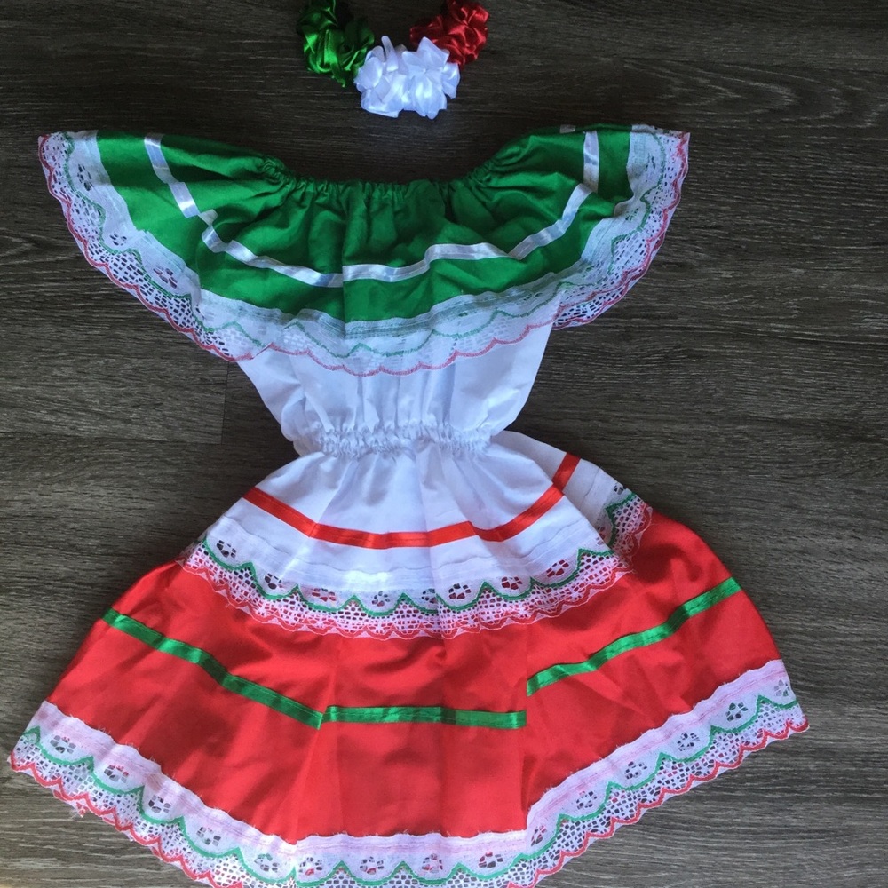 Mexican Girls Dress with Headband/ Vestido Mexican
